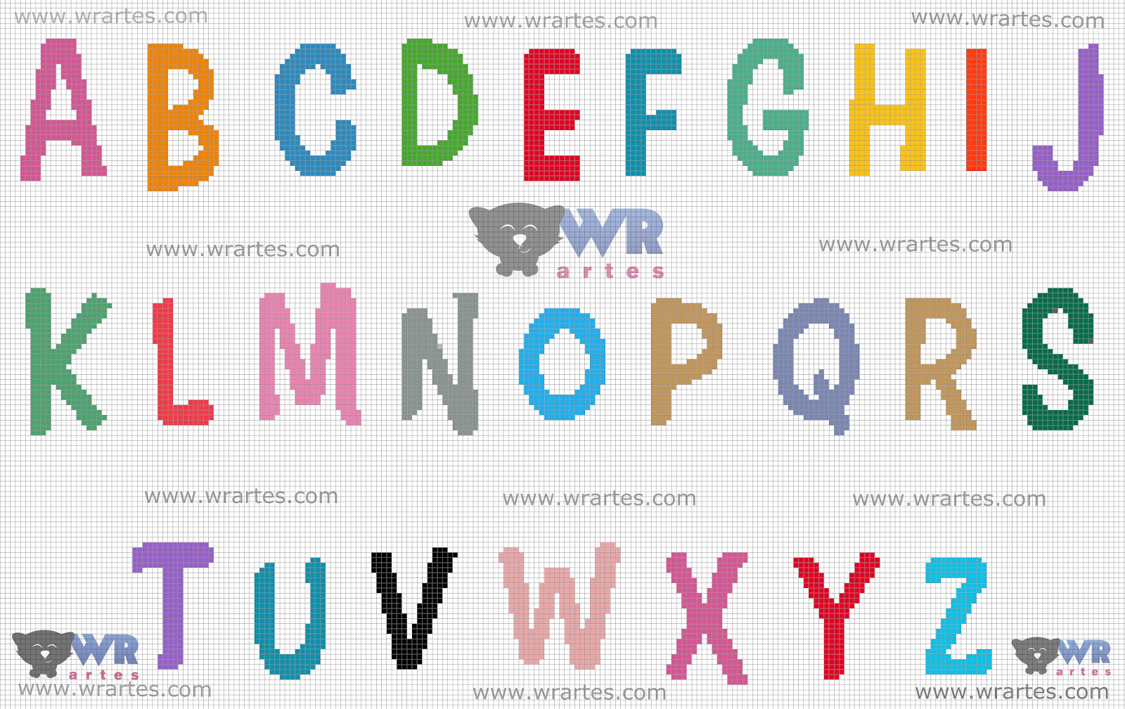 grafico alfabeto letra ponto cruz bebe infantil