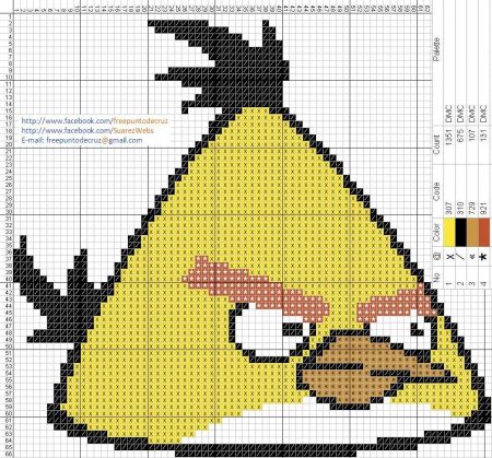 Angry Birds Passaro Amarelo 03 em ponto cruz