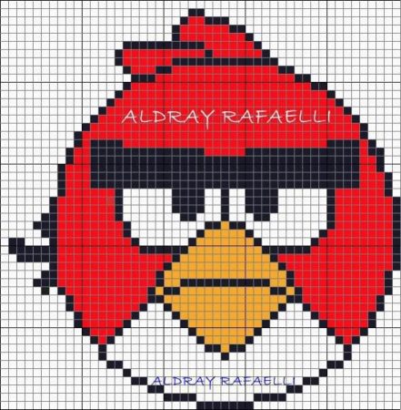 Angry Birds Passaro vermelho 03 em ponto cruz