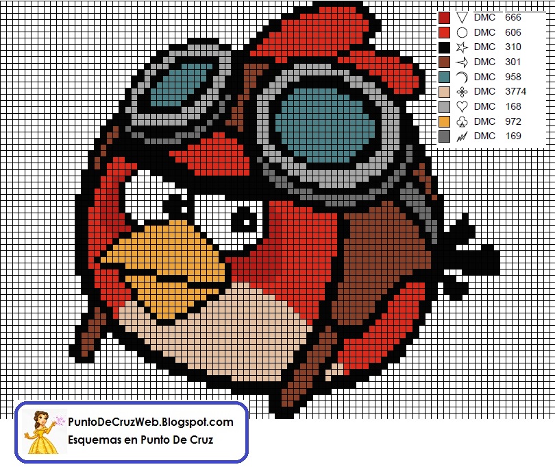 Angry Birds Passaro vermelho 04 em ponto cruz