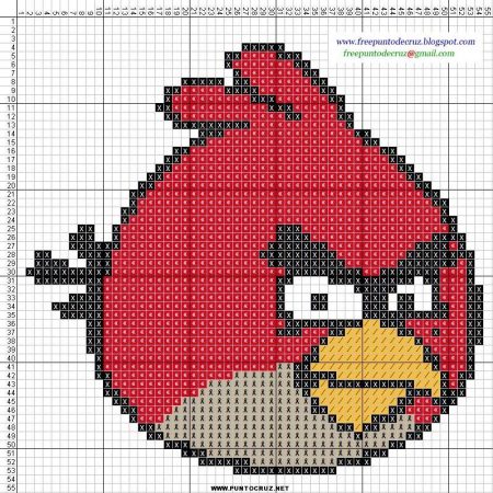 Angry Birds Passaro vermelho 06 em ponto cruz