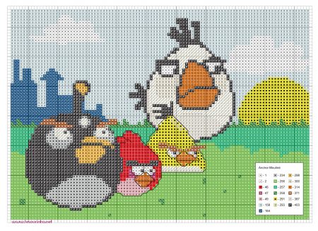 Angry Birds personagens 03 em ponto cruz