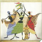 Quadro Família Africana em Ponto Cruz