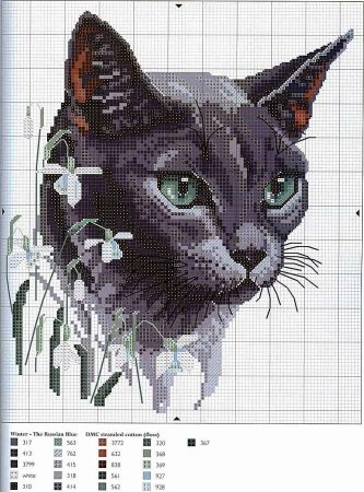 Coleção Quadro Rostos de Gatos com Flor BordadoPontoCruz 01