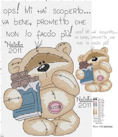 Urso Ursinho Fuzzy Moon BordadoPontoCruz 38