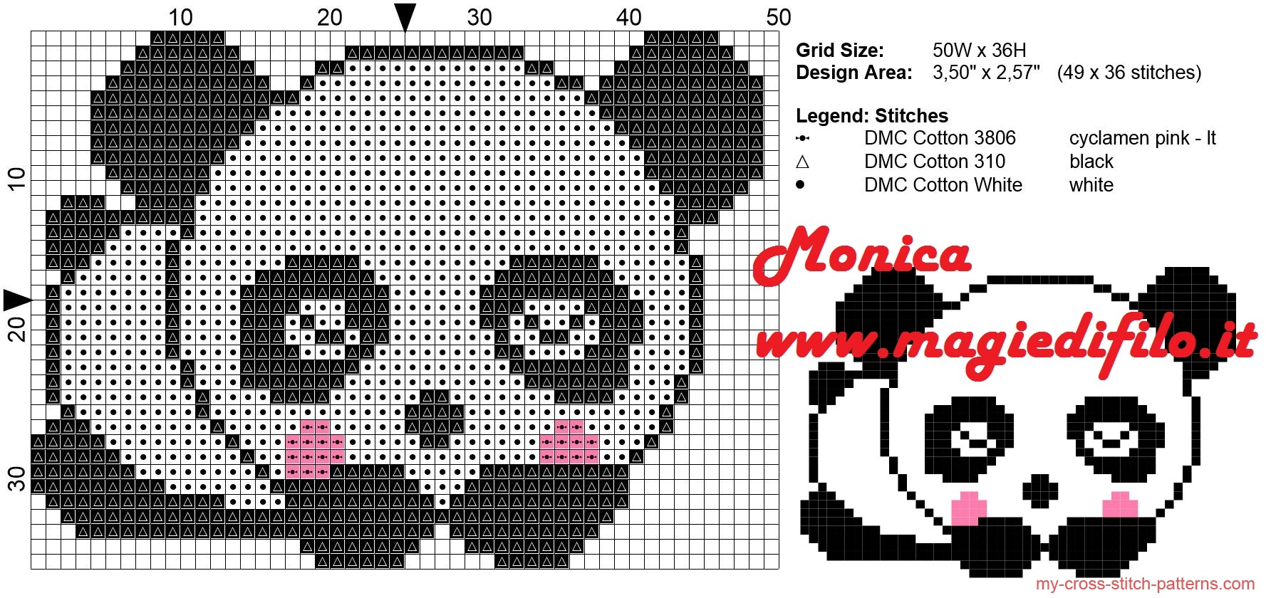 Desenhos Bebê panda fofo de ponto-cruz gratuitos