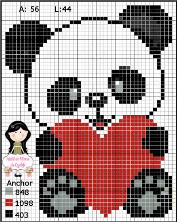 Urso Ursinho Panda BordadoPontoCruz 009